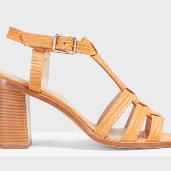 Theory  Multi-Band Heel in Lizard Print Leather Sandals Size 37.5 NIB 365.00 - Picture 1 of 15